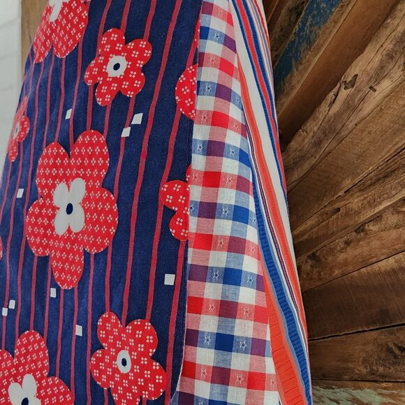 Handmade patchwork/mixed media double sided A-line wrap skirt Sz XS-M - Picture 5 of 14